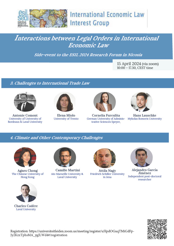🌐 Join the <a href="/esil_sedi/">ESIL-SEDI</a>  Interest Group on Intl. Economic Law online workshop! With emerging scholars. 📚
📅 Date: 15 April 2024 🕙 Time: 10:00 - 17:30 CEST 📍 Online event 
esil-sedi.eu/programme-ig-o…
side event 2024 ESIL R Forum  <a href="/Law_UCY/">Department of Law@UCY</a>
