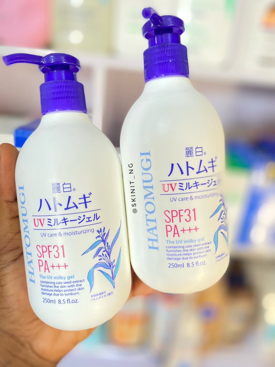 Reihaku Hatomugi UV Milky Gel SPF31 250ml This sunscreen gel which contains Hatomugi (coix seed) extract, a natural moisturizing component helps to protect skin damage due to sunburn. 🏷️N13,800 flutterwave.com/store/skinitng #skincarevendorinlagos