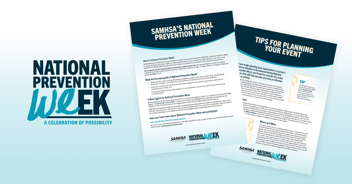 Need help planning or promoting your #prevention event? Download the #NationalPreventionWeek24 Planning Toolkit year-round for social media templates, tips for engaging partners, and more: samhsa.gov/prevention-wee…