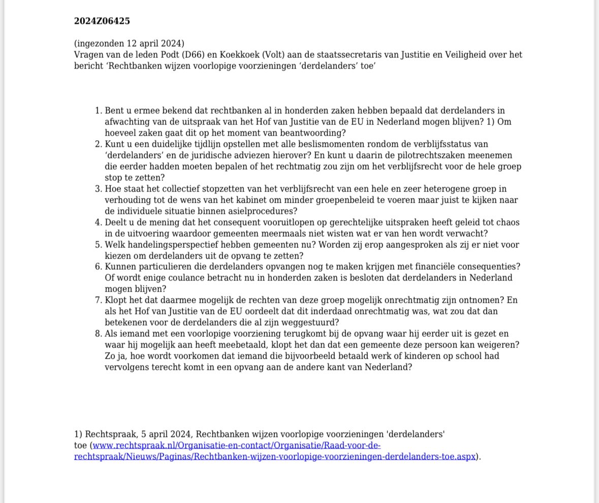 Al maanden is het dossier van de Oekraïense derdelanders een totale puinhoop. Als mensen veilig naar huis kunnen is dat een goed idee, maar hier worden steeds stappen gezet waar niemand mee geholpen is. Kamervragen samen met <a href="/KoekkoekMarieke/">Marieke Koekkoek 👋</a>