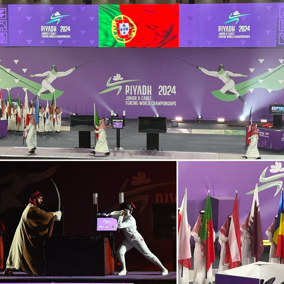 Delighted to attend the #Riyadh2024 Opening Ceremony of the Cadets & Juniors #WorldFencing Championships @FencingKsa 🇸🇦and to wish best of luck 🤞 to the Portuguese athletes 🇵🇹🤺#FederaçãoPortuguesadeEsgrima @IPDJ_IP @mosgovsa_en @nestrangeiro_pt