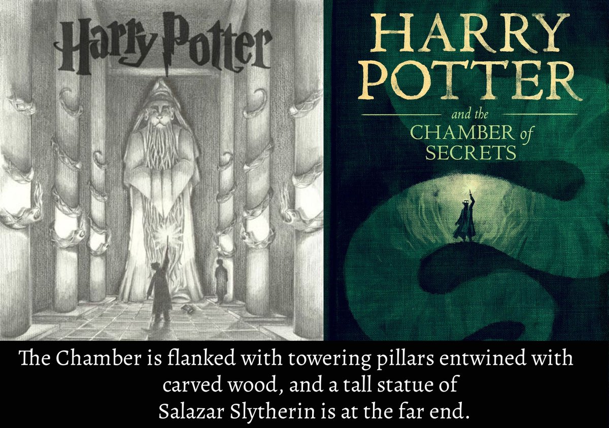 As cool as the Chamber's #Design was in the #Film, it was more eerie in the #Novel/#Book📚.

Same with the pipes being shaped like a #Snake🐍.

Imagine walking to the very end of a dark room, and stumbling upon a huge statue.

TCoS had strong #Horror elements.

#HarryPotter