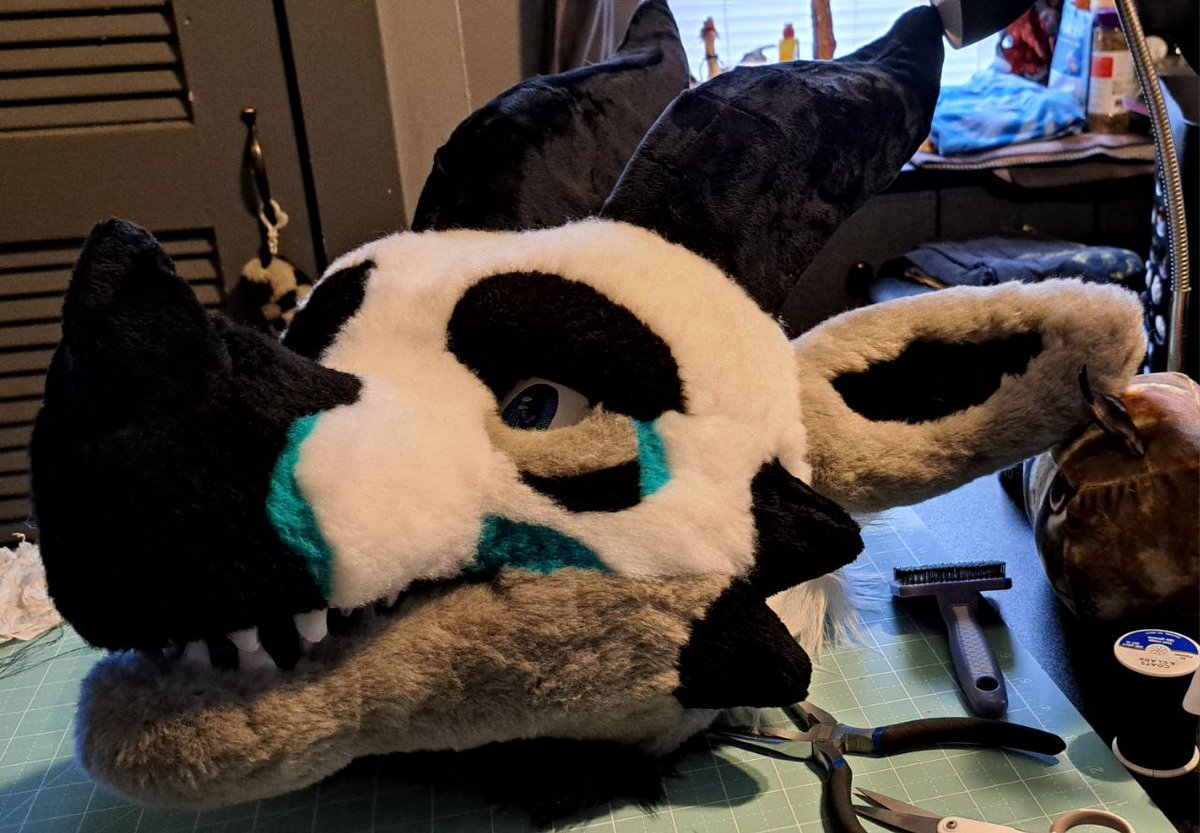 All the head stitching is done, hair is up next!