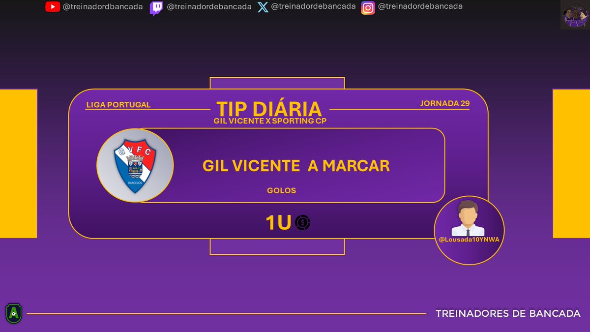 [Aposta da Bancada #18]

Ontem, a aposta do Ben acabou por 'estragar' a senda de greens mas hoje confiamos no Lousada para encher os cofres 🤑

Será que o Gil consegue, pelo menos, fazer um golinho hoje?

#ApostadorFC 
#LigaPortugal 
#GVFCSCP