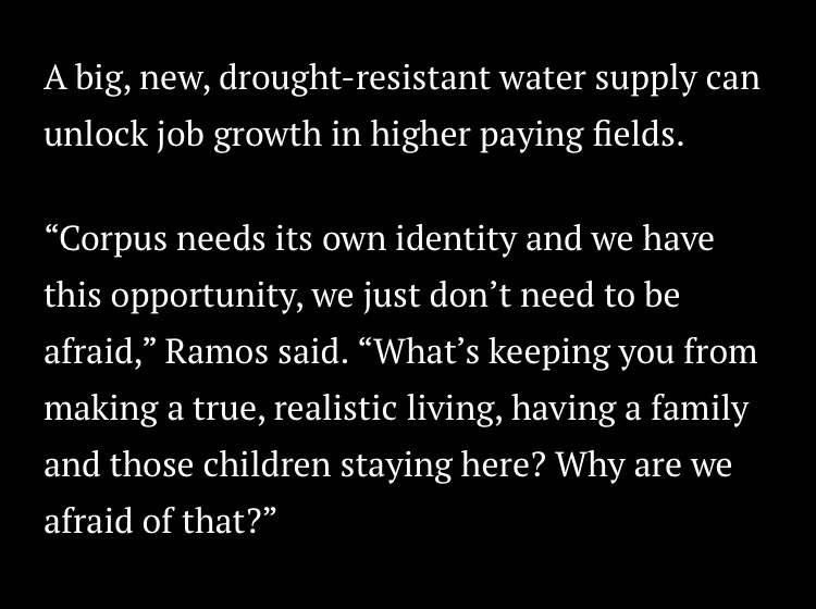 What’s going on in Corpus Christi? Here’s the long story of the city’s big gamble on desalination that is yet to pay off. This 5000 word “director’s cut” of our story from 2022 is available only in the @TexasObserver texasobserver.org/corpus-christi…