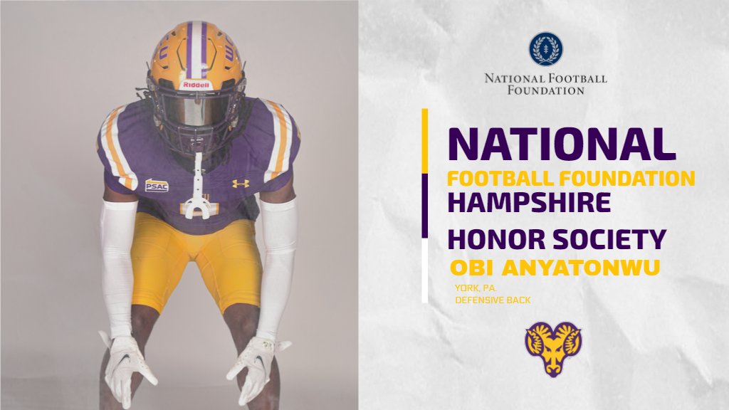 Congratulations to Obi Anyatonwu on being named to the 2024 NFF Hampshire Honor Society class in recognition of his efforts on the field and in the classroom! Full story ⬇️ 📰: bit.ly/3TUN1ki #ramsup @WCUGoldenRamsFB