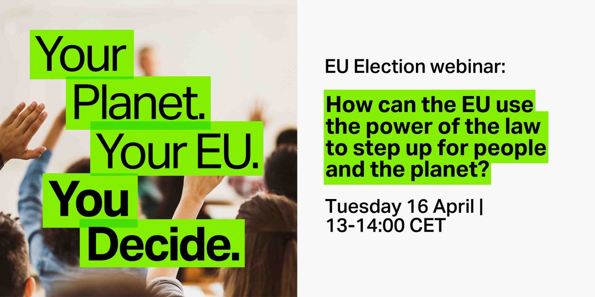 WEBINAR: the EU democratic process is under threat, and lawmakers don't always take into consideration environmental protection when approving new laws. How can future MEP use the law for people and the planet? Join our free webinar to find out ⬇️ act.clientearth.org/page/145916/ev…