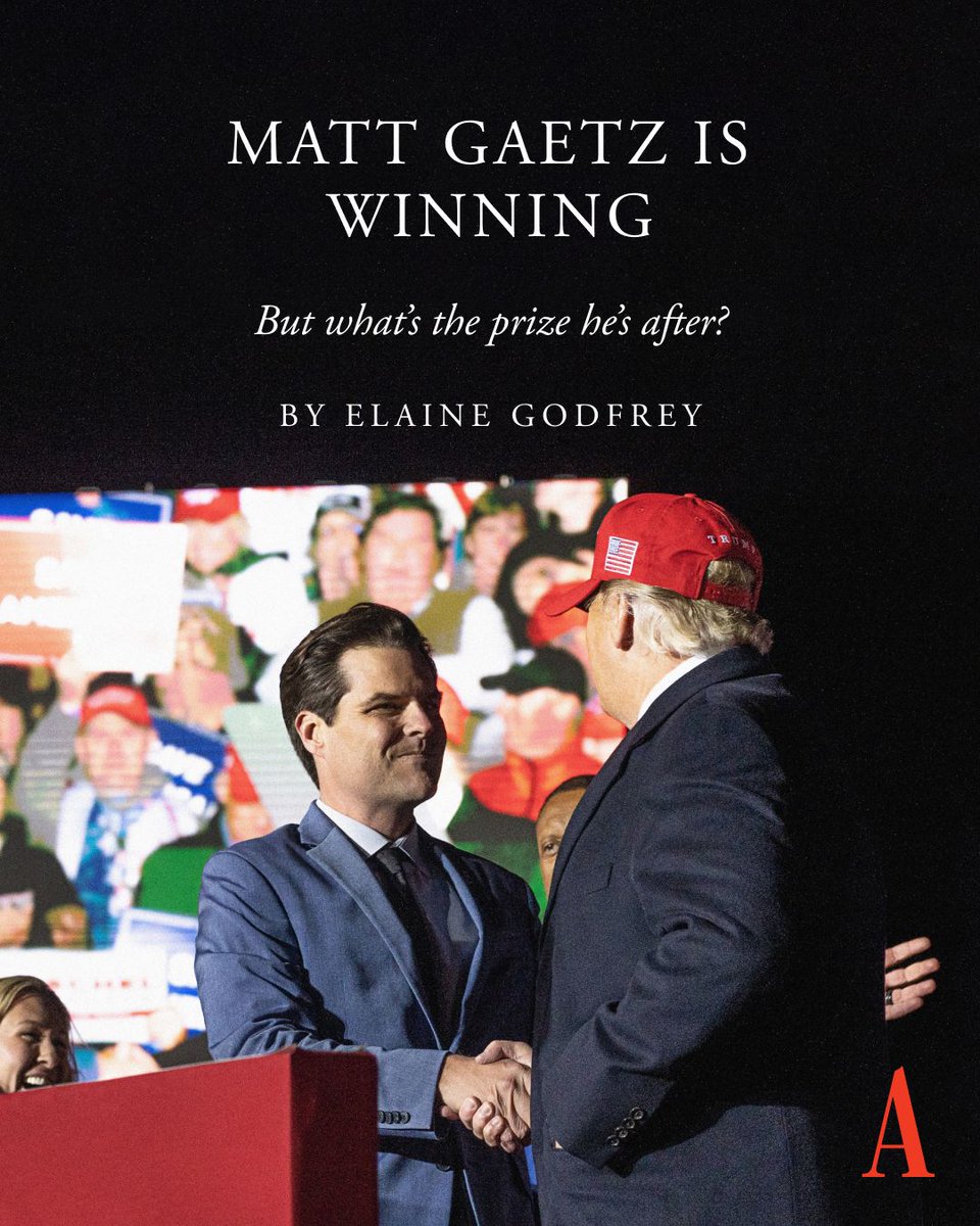 Matt Gaetz is Trumpism's heir, @elainejgodfrey writes in her profile of the congressman. He's winning—but what's he after? theatln.tc/m7NsFiGW