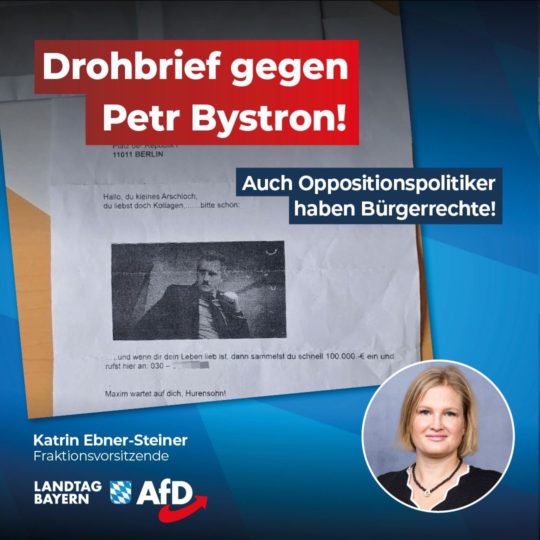 🚨🚨🚨+++ Drohbrief gegen Petr Bystron – Auch Oppositionspolitiker haben Bürgerrechte! +++🚨🚨🚨 Die Hetze gegen die AfD trägt böse Früchte: Der bayerische AfD-Politiker Petr Bystron bekam jetzt sogar einen Drohbrief! Der Schreiber fordert von Bystron 100.000 Euro, „wenn ihm…