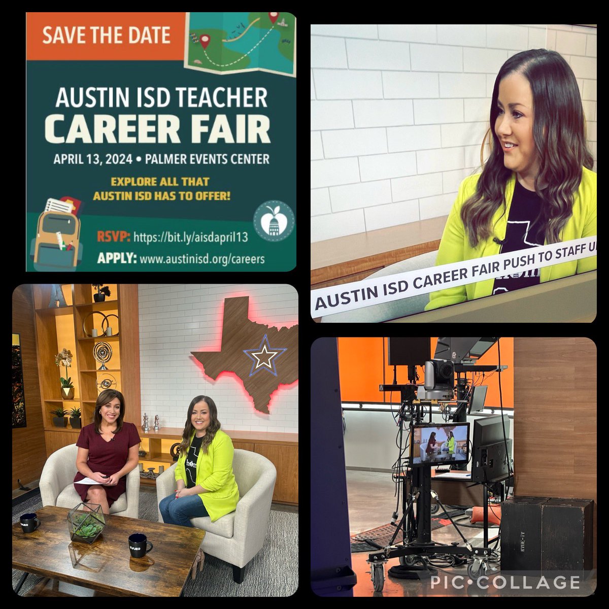 Thanks for having me @KVUE! Can’t wait to see everyone at the @AustinISD Teacher Career Fair, tomorrow! @WeAreAISD @BHosack23 @denishapresley @debwarnken #AISDProud #AISDJoy

9:00am-12:00pm @ the Palmer Events Center! 

RSVP: bit.ly/aisdapril13