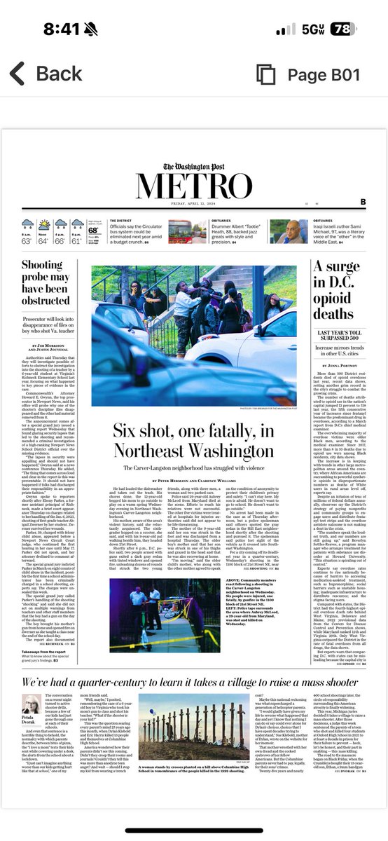 Grim @postlocal this morning ~ of 3 stories, 2 are about shootings & 1 on opioid deaths ~ plus a @petulad column on shootings/parenting ~~~ @jamiestockwell anomaly or new normal ?