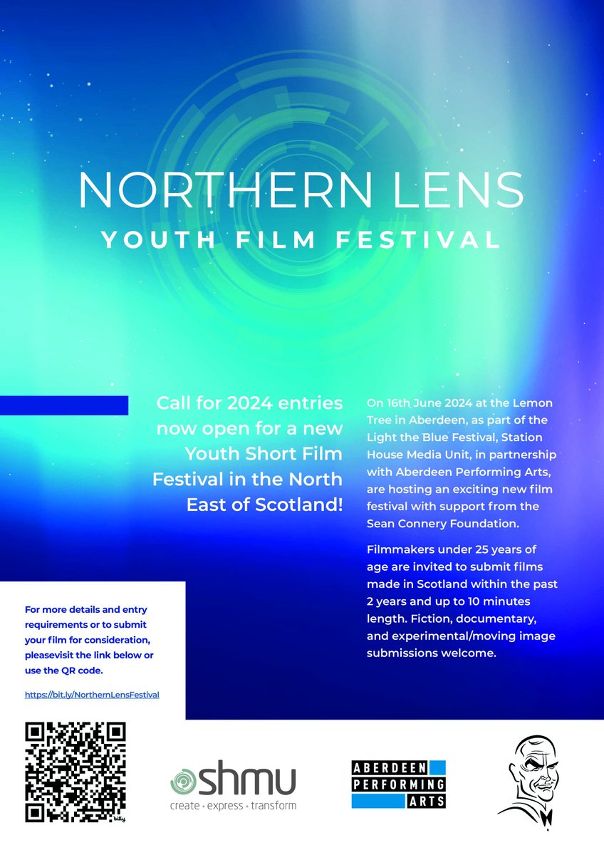 Exciting news! Introducing Northern Lens, the new Youth Film Festival at part of Light the Blue festival '24 @APAWhatsOn on Sun June 16th, 2024, in collaboration with @shmu. Filmmakers under 25 are invited to submit films made in Scotland by 30th April. bit.ly/NorthernLensFe…
