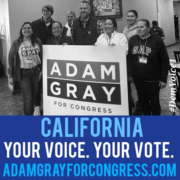 #DemVoice1 #wtpBLUE #DemsAct #wtpGOTV24 #DemsUnited Adam Gray’s campaign for the #CA13 seat in the U.S. House is sizzling hot - Heavily endorsed, we know without a doubt he’s the candidate of choice, especially since John Duarte has never cast a vote to benefit our district but…