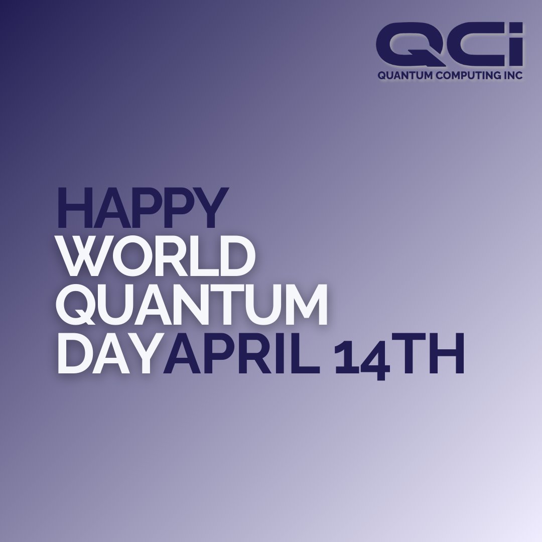 Happy #WorldQuantumDay from Quantum Computing Inc.! World Quantum Day is an annual celebration promoting public awareness and understanding of the quantum industry and advanced tech around the world.
#WorldQuantumDay #QuantumDay2024 #quantumcomputing #everydayisquantumday