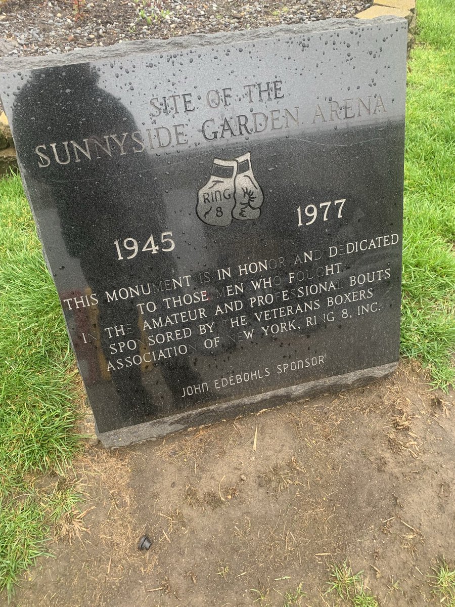 Took this picture this morning at the old site of Sunnyside Garden Arena in Queens, NY. Grew up less than a block away. A famous boxing & pro wrestling venue. Been blessed to work events in both genres. Next week 4/20 #HaneyGarcia ⁦@GoldenBoyBoxing⁩ @barclayscenter⁩