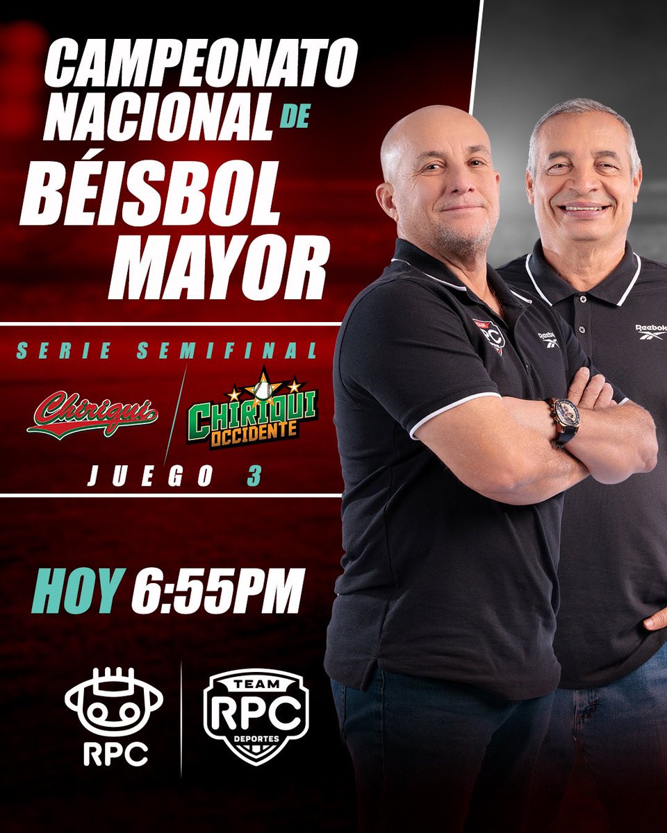 ¡Compayyyyy, compayyyyy⚾️🔥! Esta noche continúa la acción de las semifinales del Béisbol Mayor 2024, con el duelo entre Chiriquí y Chiriquí Occidente. Partido en vivo por RPC. #BeisRPC