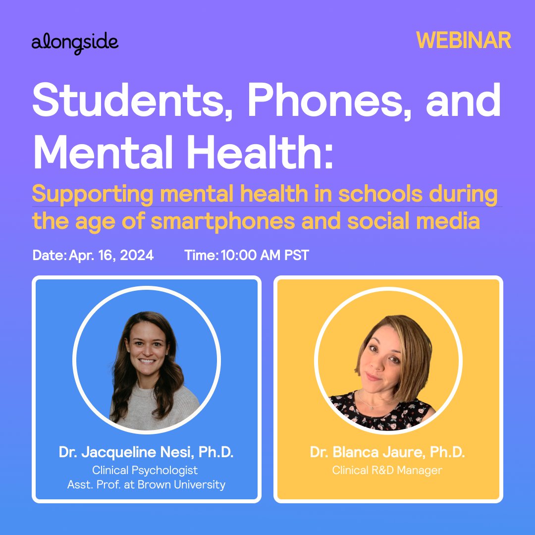 Looking forward to discussing student mental health in the digital age with Alongside!

Join us! 👇us02web.zoom.us/webinar/regist…