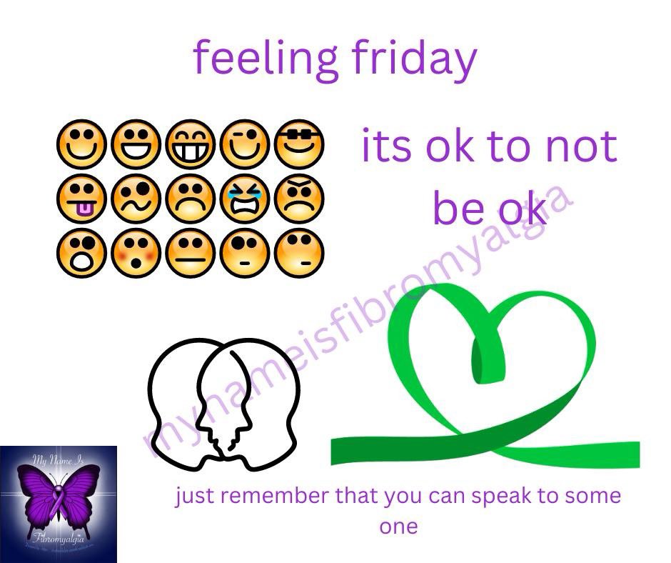 It is ok not to feel ok, if something is bothering you, please remember that our team members are here if you need to talk, dot be afraid to ask for help. 

#mynameisfibromyalgia #actuallydisabled #fibromyalgialife #theultimateguidetofibromyalgia #spooniewarrior #fibromyalgia…