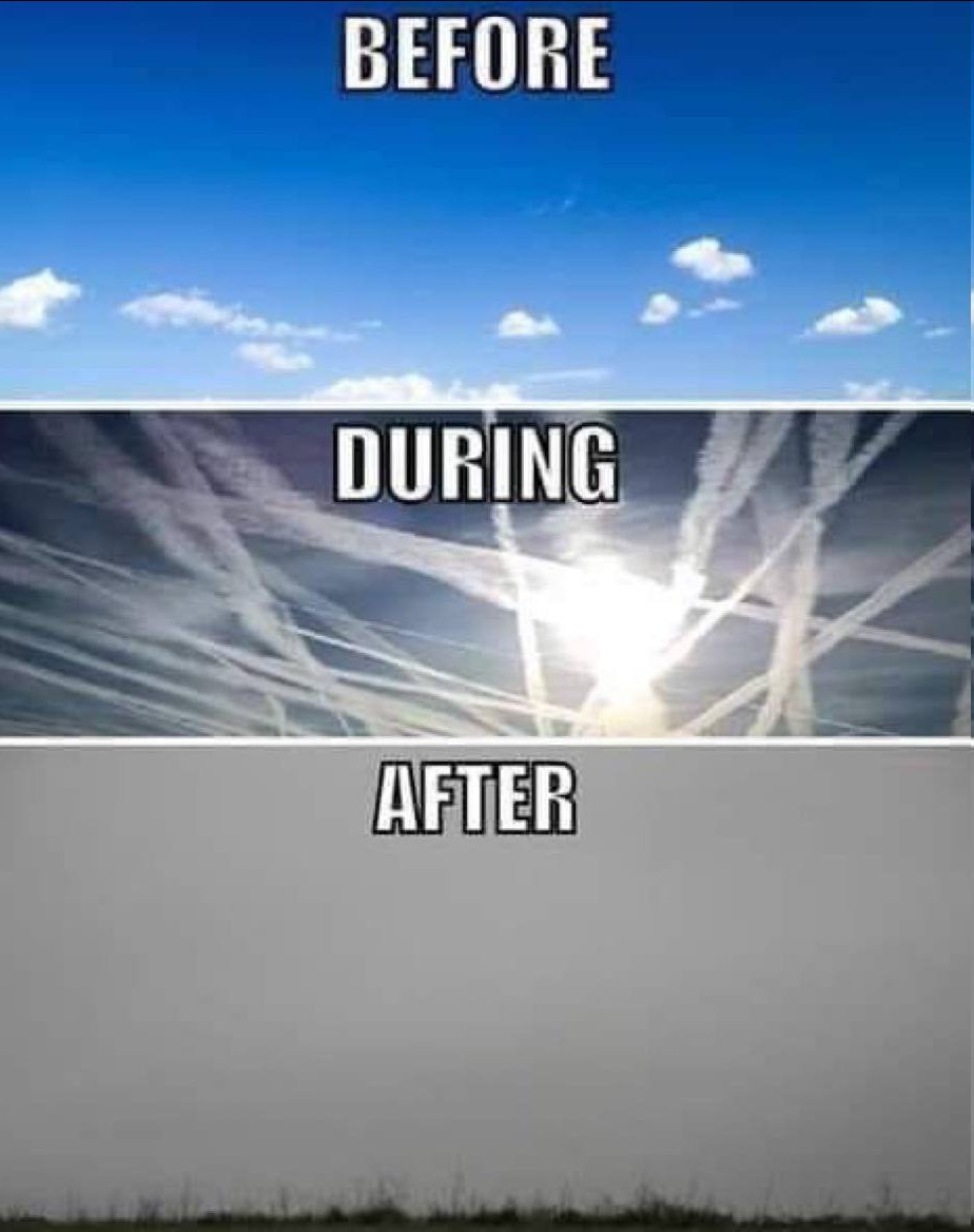 Over the next month see how often you see the 'before' version of the sky where you are. BTW they are now spraying the chemicals at an increased rate which enables them to mask the chemtrails behind the web of chemicals they previously sprayed.