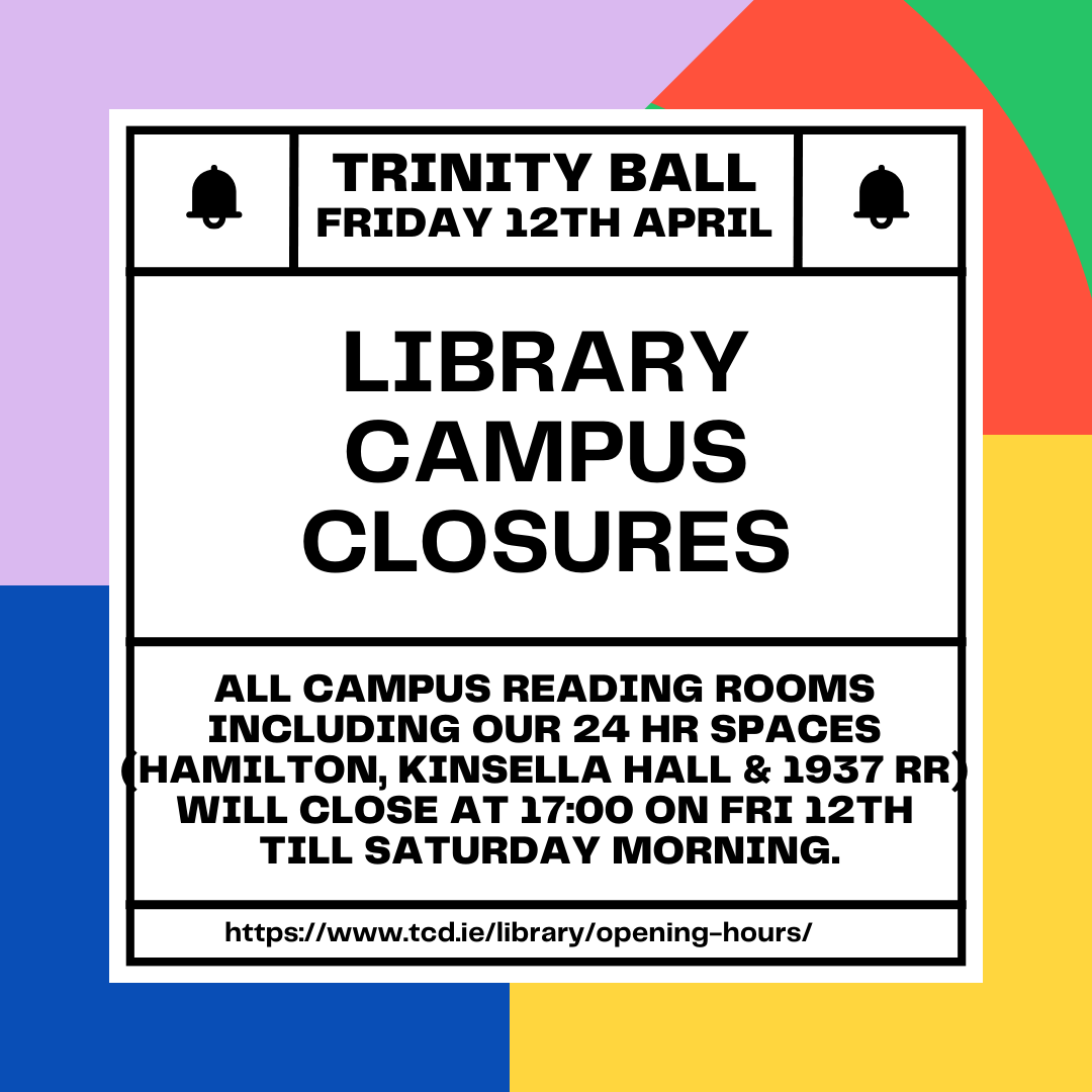 #TrinityBall There's a great buzz on campus and excitement in the air! ✨ We hope those attending have a fab night, stay safe, and enjoy the wonder of it all. Reminder to those not attending that all Library campus buildings will close at 5pm, reopening at 9:30am tomorrow.