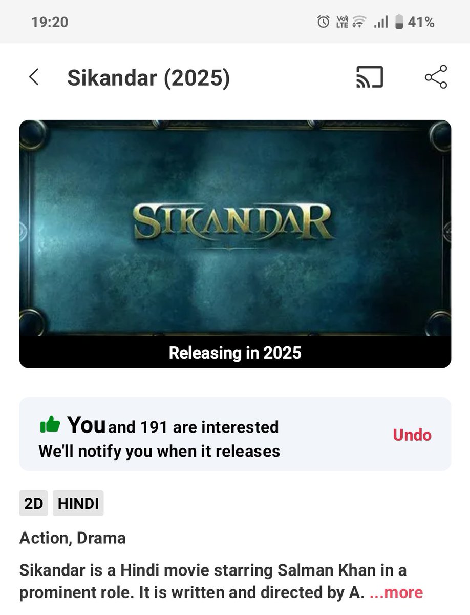 Dear #SalmanKhan fans, #Sikandar BMS page is Here💥🔥 Click on this Link, mark your interest for #Sikandar And Spread this Link On every SM platform. #ARMurugadoss #SajidNadiadwala in.bookmyshow.com/mumbai/movies/…