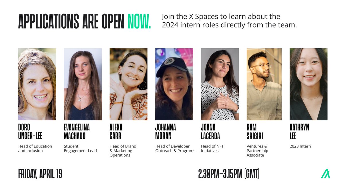 Don’t forget to join our @AlgoFoundation internship program twitter spaces in a week from today, Friday, Apr 19 to chat with the hiring team and learn more about the program from some of last year's interns. 🗓️Set your reminder now: twitter.com/i/spaces/1OyJA….