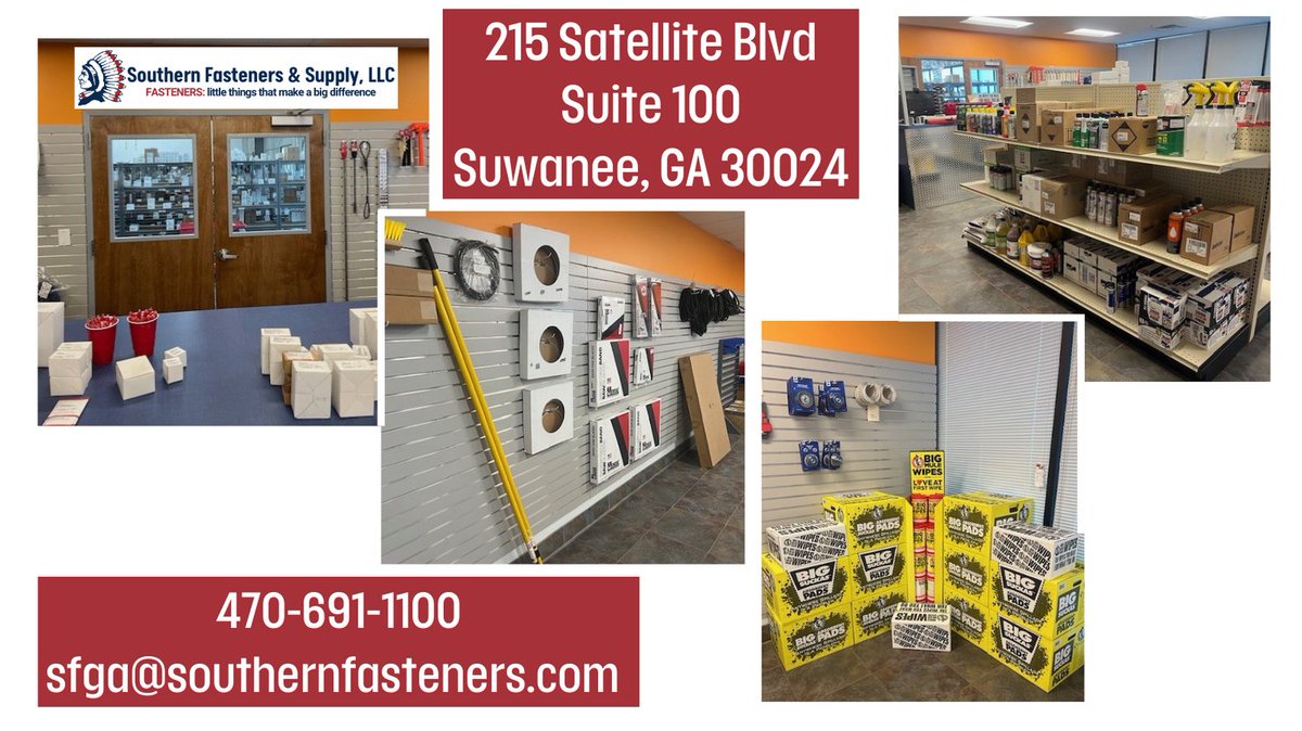 Since moving to Suwanee, our GA Fastener Family has done a FASTENating job of getting their sales counter up and running. If you're in that area, stop by to say hi! #southernfasteners #fasteners #nutsandbolts #GAbranch #Georgia #Suwanee #contactus #distributor #sales