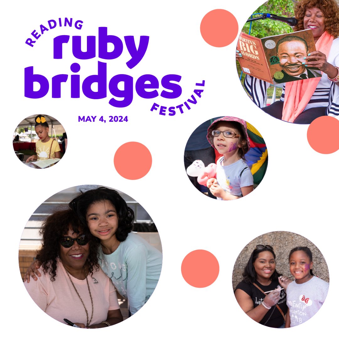 Don't miss civil rights icon & author Ruby Bridges Hall; discuss and read aloud one of her newest books during the #2024RubyBridgesReadingFestival 5/4 from 10 am to 3pm CT! Children can participate in fun activities and receive FREE children's books! tr.ee/RBRF2024