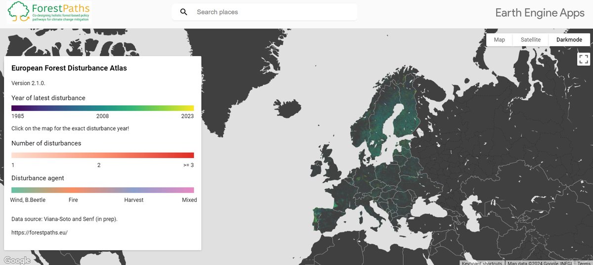 Introducing the latest European forest disturbance maps 🗺️🌲! They have been upgraded to detect multiple disturbance events per series & cause attribution workflow, now spanning 1985-2023 🎉. Read more about the maps here: forestpaths.eu/news/next-gene… #forest #forestdisturbancemaps