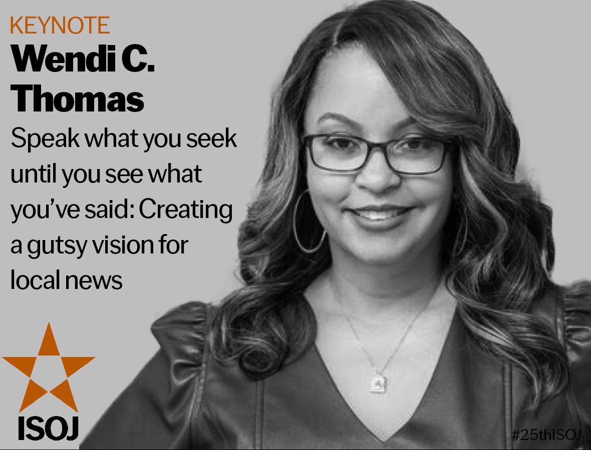 🌟And now for the opening #25thISOJ keynote session, featuring @wendi_c_thomas, founder of nonprofit news outlet @MLK50Memphis! @eramshaw, co-founder and CEO, @19thnews will chair the talk! ✨