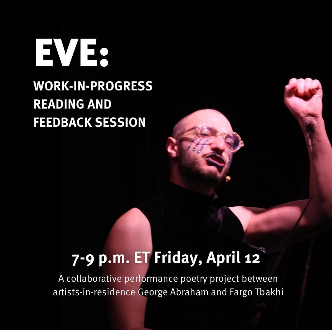 Dearborn + Detroit beloveds! @YouKnowFargo & I will be reading a full new draft of our EVE, a work queering & shattering Paradise Lost through Palestinian anti-colonial revolutionary thought, tonight at @ArabAmericanMus. We could really use community feedback, come through!