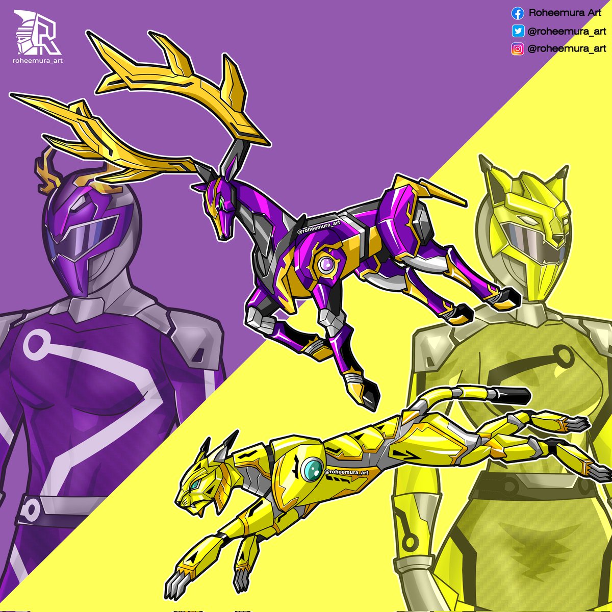 My first individual deer zord and lynx zord. Commission from @d4ddygaming and his friends This commission is for the rangers i drew several months back then #supersentai #特撮 #tokusatsu #powerrangers #mightymorphinpowerrangers #mmpr #gattai #zords #megazord