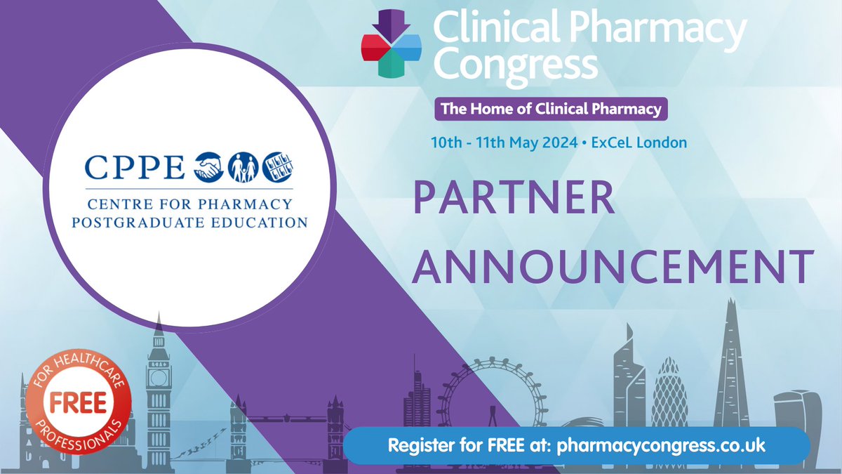 Exciting News! CPPE, our lead education partner, is returning to Clinical Pharmacy Congress 2024! Renowned for their excellence in pharmacy education, CPPE enhances the Congress experience with insightful sessions and resources Register now:bit.ly/CPC24RG #CPCongress