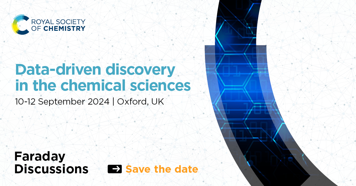 Join us in Oxford this September for a Faraday Discussion to explore the role of data in the chemical sciences in our unique format – with Alán Aspuru-Guzik, Kim Jelfs, Heather Kulik and Aron Walsh. Discover our @Faraday_D #FD_Data #DigitalChemistry: rsc.li/data-fd2024