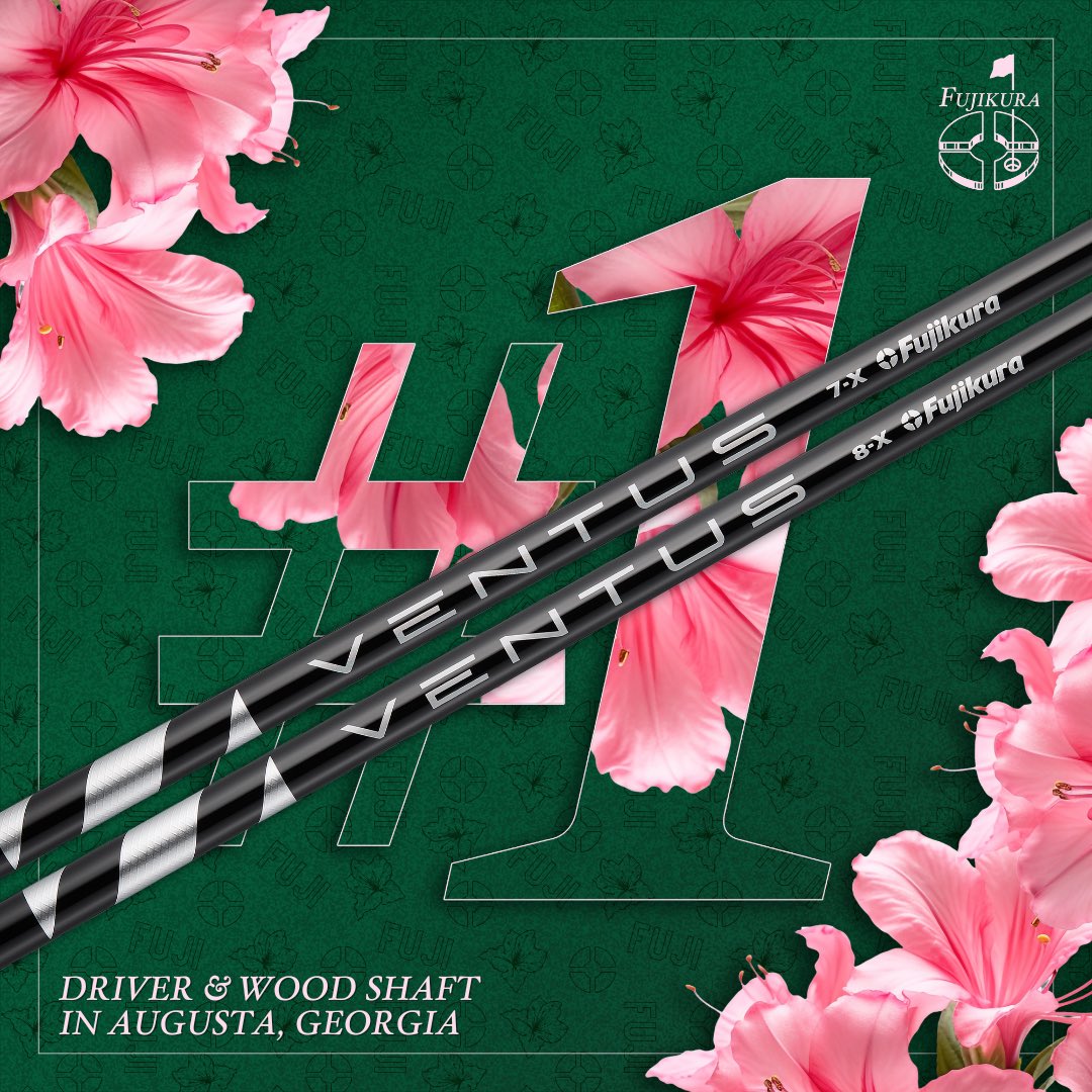 Major Mastery! 🏆
Fujikura is delighted to be the #1 Driver and Wood shaft in Augusta this year! In total, 38.6% of the field used a Fujikura driver shaft, with another 36.9% of the field using a Fujikura wood shaft.

#VENTUS
