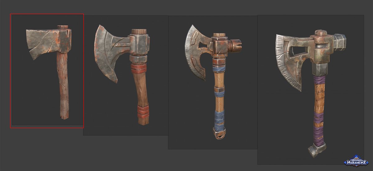 More axes ready to be shipped into the game 🪓 From the common cleaving axe to the battle forged head-splitter 🩸