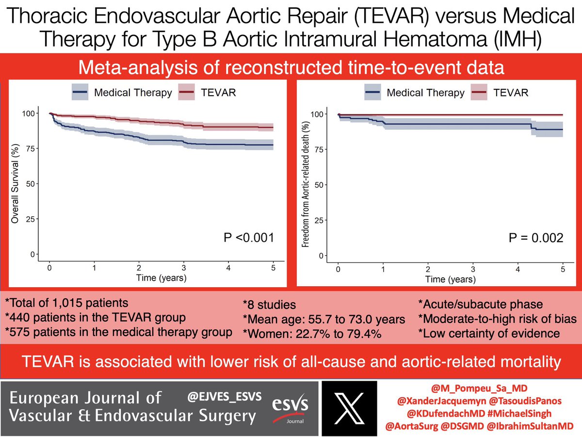 🔥Hot off the press🔥 Read our paper about #TEVAR in type B #aortic #IMH just published in @EJVES_ESVS #AortaEd ejves.com/article/S1078-… 💥@XanderJacquemyn @TasoudisPanos @KDufendachMD @AortaSurg #MikeSingh @DSGMD @IbrahimSultanMD @UPMC_CTSurgery @BrighamAortic @UNCCTsurgery