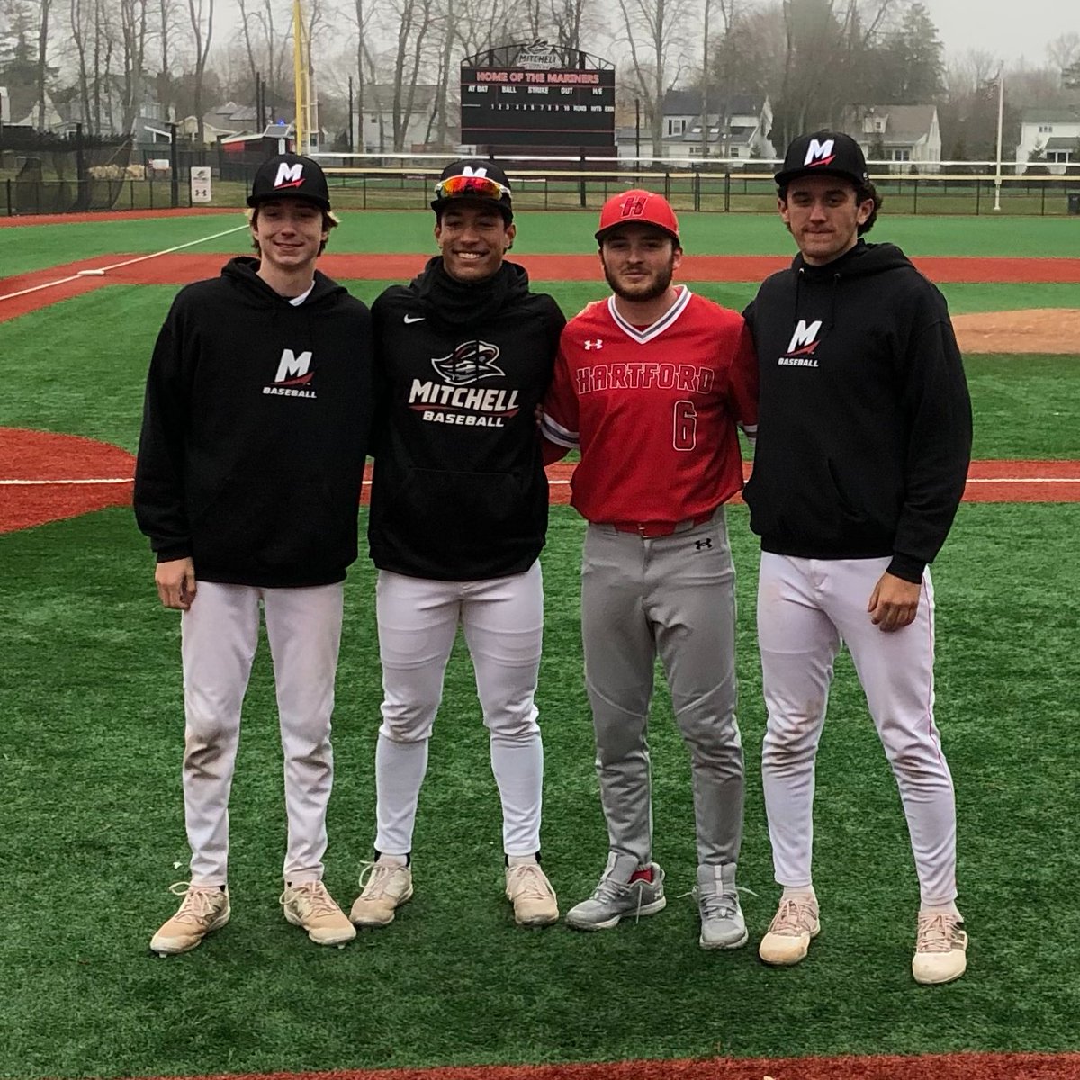 Hatter Alumni squaring off at the next level! Jacob Ditscher, Thai Sestokas, Jackson Ciccone and Mason Rodriguez. #alumniupdates #hatters