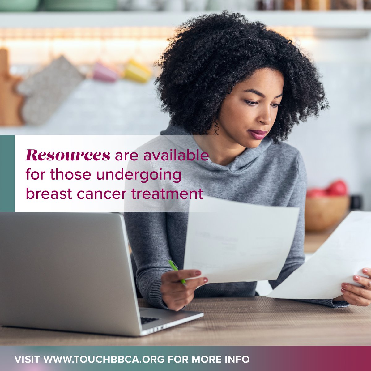 Financial resources are out there for those who need help, including non-medical related expenses connected to treatment, such as transportation assistance, food, utilities, and housing expenses. Find more information about available assistance at touchbbca.org/breast-cancer-…