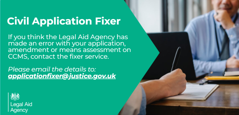 If you think the LAA has made an error with your application, amendment or means assessment, contact the fixer service: ApplicationFixer@justice.gov.uk 📩 This service is designed to help reduce appeals & save time during the initial decision-making stages of civil applications