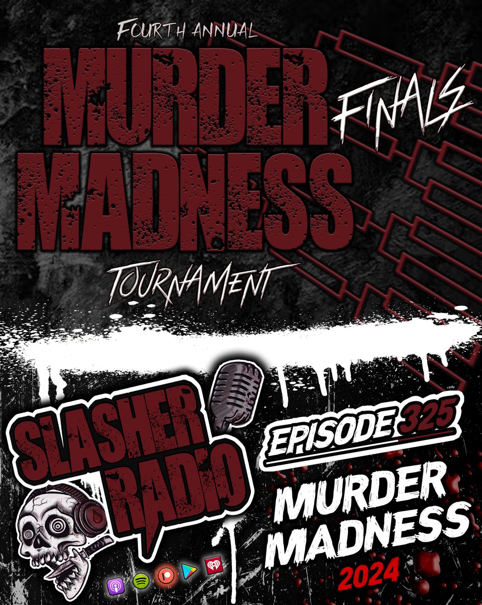 We're joined by a #horror panel for the FINALE of Murder Madness This week we talk: 🔪THE FINALS of 2024's Murder Madness Tournament 🔪Drink Roll Call 🔪Listener voicemail 🔪#MurderMadness24 Twitter polls Listen/Subscribe: linktr.ee/SlasherRadio
