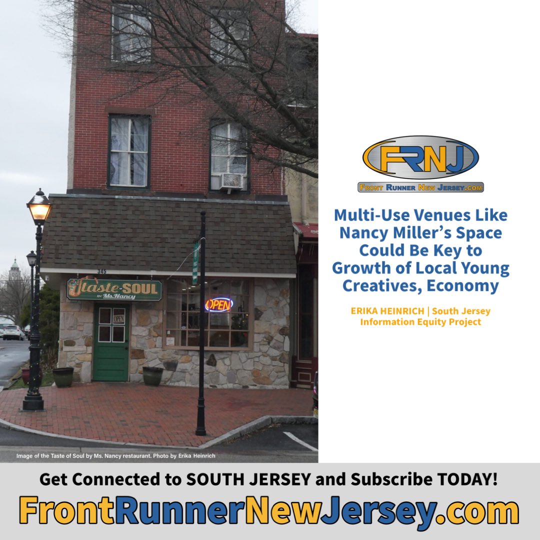 Multi-Use Venues Like Nancy’s Miller’s Space Could Be Key to Growth of Local Young Creatives, Economy frontrunnernewjersey.com/2024/03/25/mul… ✍ ERIKA HEINRICH | South Jersey Information Equity Project #FrontRunnerNewJersey #SouthJersey #BurlingtonCounty @FrontJersey @clydehughes