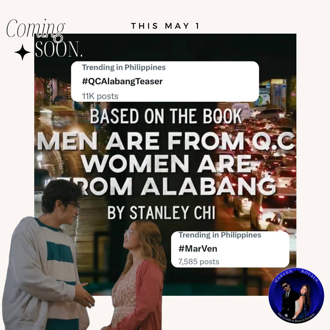 Traffic ba sa Edsa? No problem! Magpapa TREND na lang kami, AND WE DID! Yay!

“Men Are From QC, Women Are From Alabang,” opens in cinemas nationwide on May one! 

#QCAlabangTeaser 
#MarVen