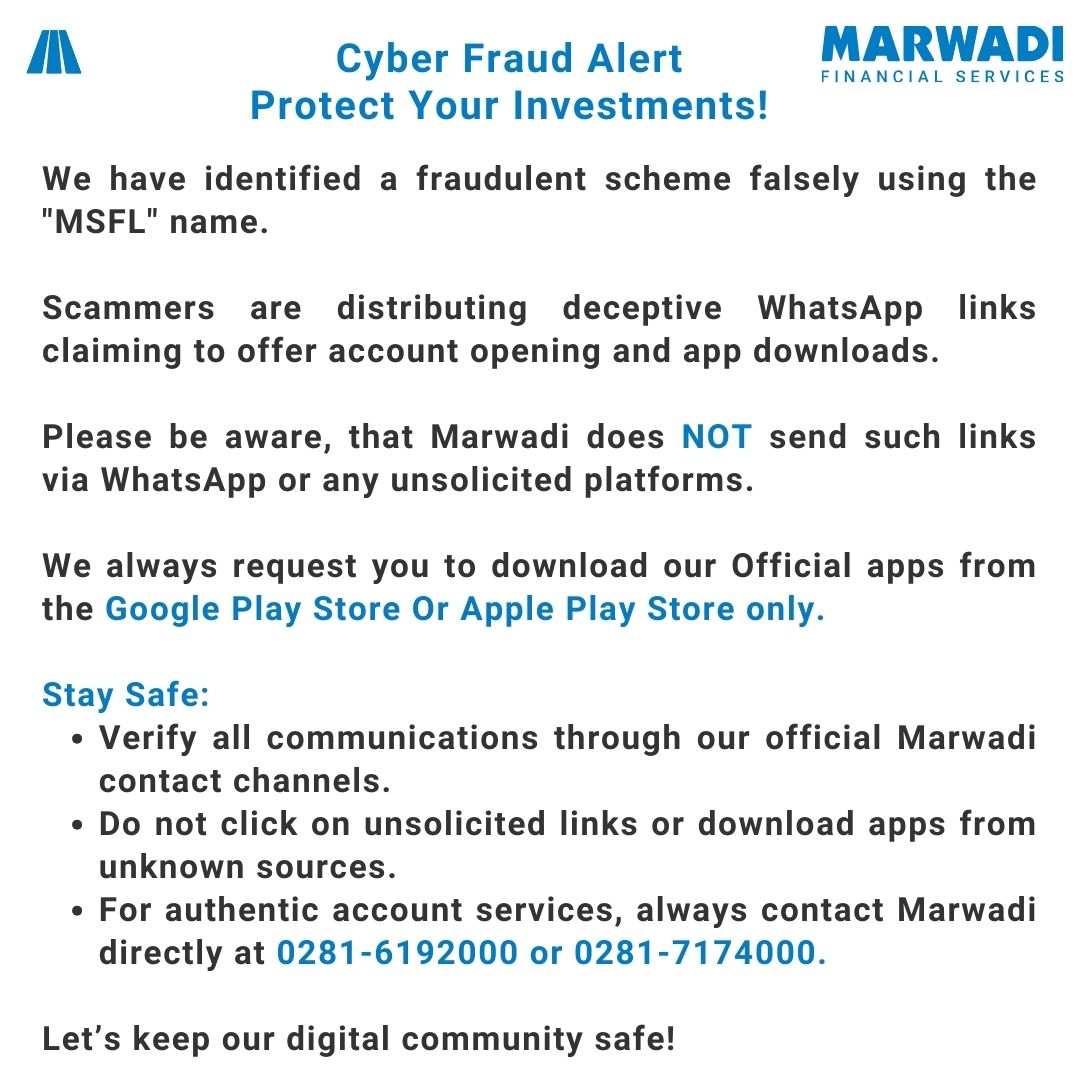 Fraud Alert: Ignore unsolicited WhatsApp links pretending to be MSFL. 
Protect your investments! 

#ScamAlert #InvestorAwareness #StaySafe #StockMarket #Investor #investment #investing #invest #money #stocks #sharemarketindia #MSFLHQ #MarwadiHQ
