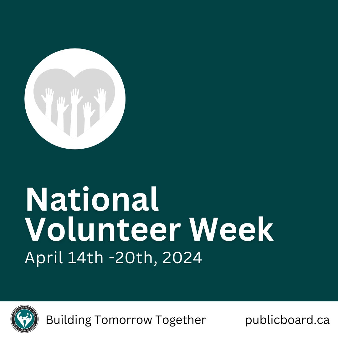 Happy #NationalVolunteerWeek ! The #GECDSB is grateful for families, students, staff and community members who have graciously given their time to help make school a positive, educational, fun and safe place for our students. Thank you! #NVW2024 #VolunteersBringHeart