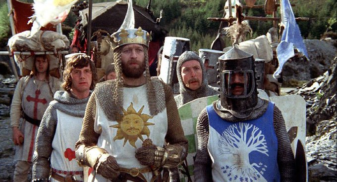 ThatEricAlper's tweet image. Monty Python and the Holy Grail&apos;s budget of £200,000 was raised by 10 investors to contribute £20,000 each. 
3 of those investors were Pink Floyd, Led Zeppelin, and Genesis.