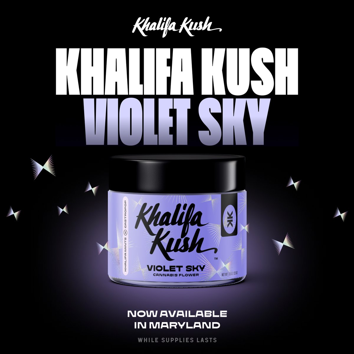 Maryland's skies just got a little more purple! 🌌 Introducing Khalifa Kush Violet Sky - in your area. Get ready to elevate your experience! 🌿 @khalifakush