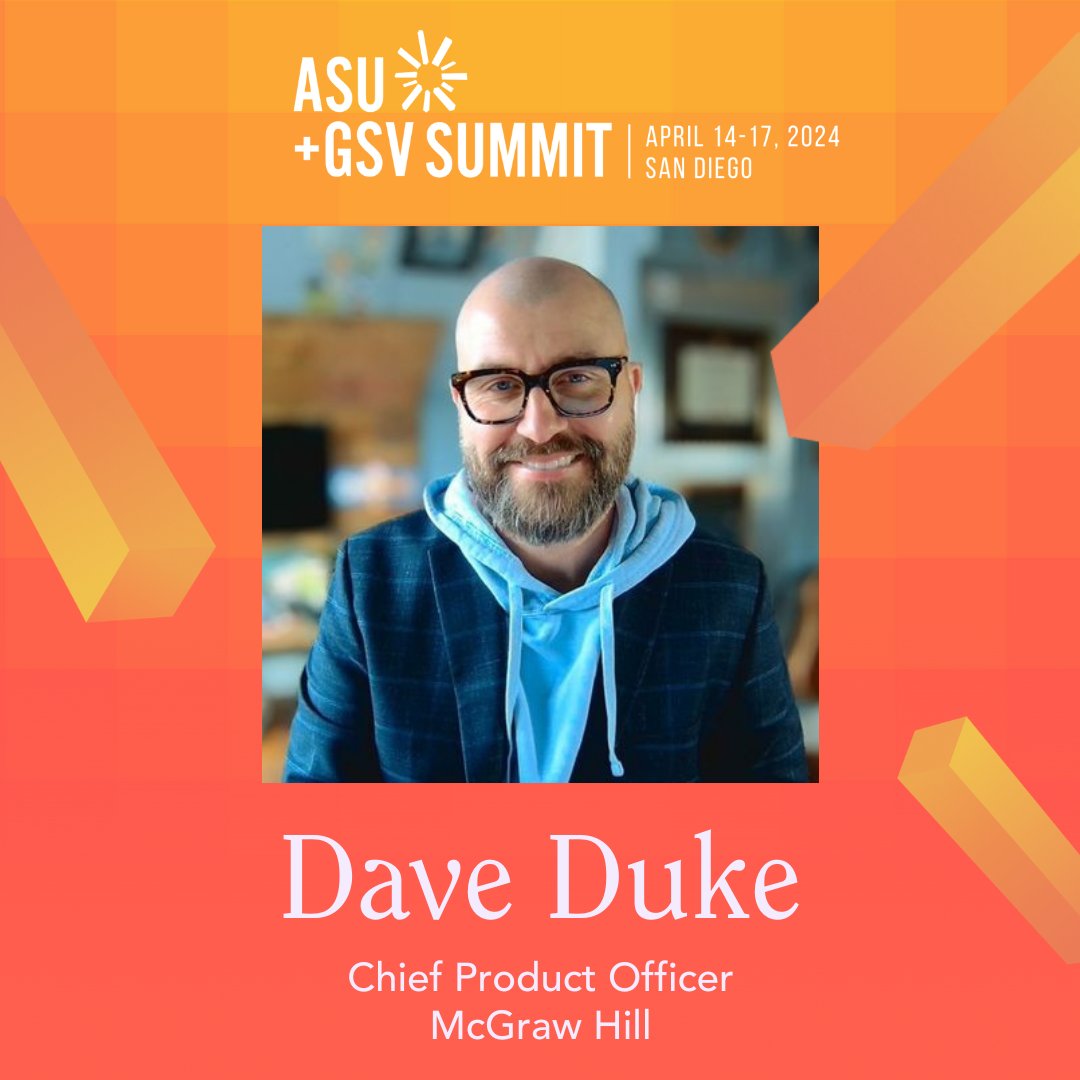 #ASUGSVSummit attendees! Join Dr. David Duke, Chief Product Officer for Higher Ed, on 4/15 for 'Building with AI: Separating Real Innovation from Hype.' In this session, David will share his views, formulas, and gotchas on building real #innovation. mhed.us/4aprhnJ