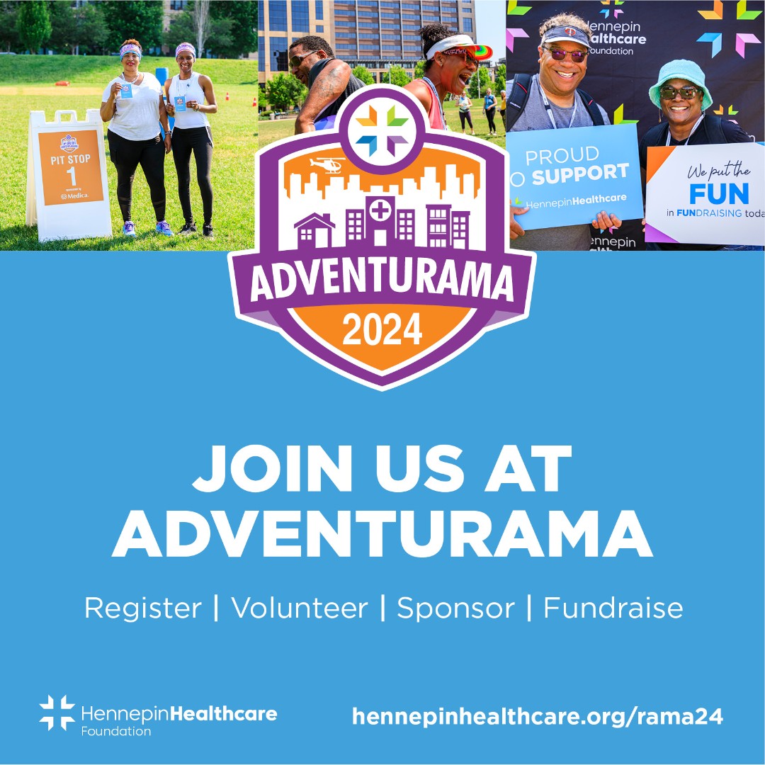 Put the “fun” in “fundraise”! Join Adventurama on June 8 to compete in challenges testing your mind and body, all while raising support to enhance the patient experience at Hennepin Healthcare. #hereforlife #givehhf #mymplsdt #thingstodo Visit hennepinhealthcare.org/rama24
