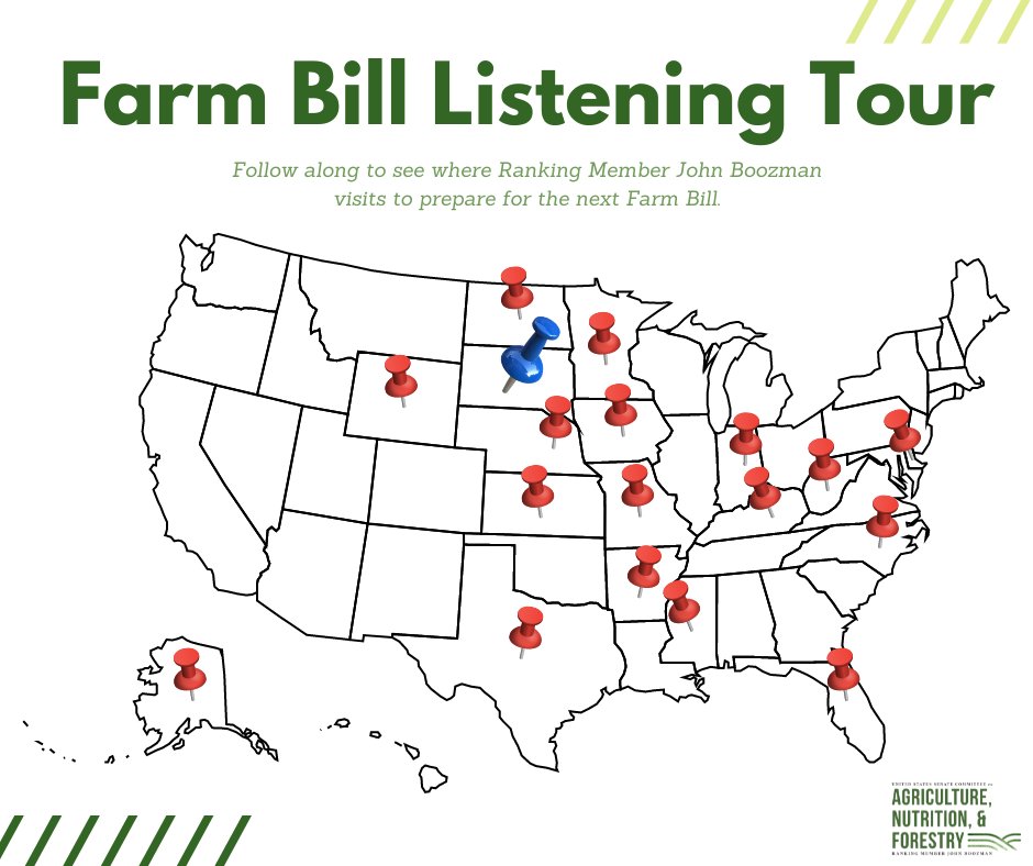 Happening today: Ranking Member @JohnBoozman joins committee member @SenJohnThune in South Dakota for his latest farm bill listening session where they are gathering input directly from stakeholders about what needs to be included in the bill.